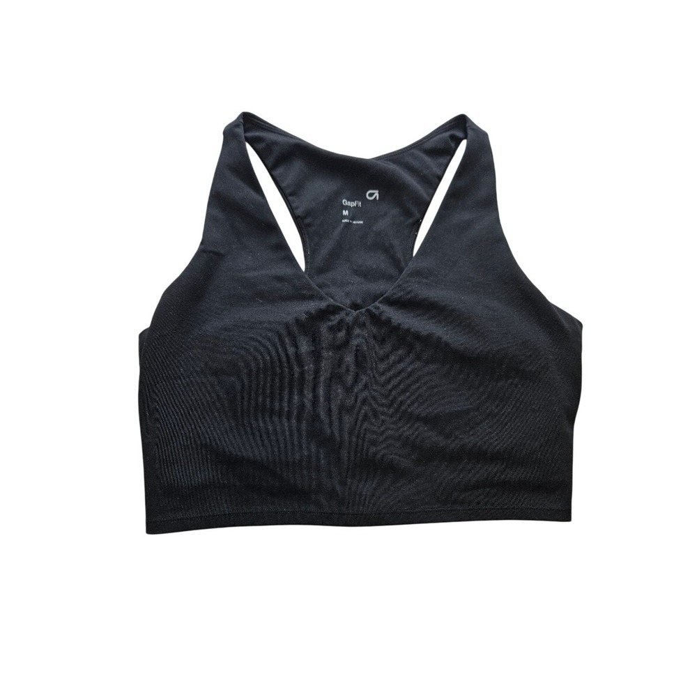 GapFit Womens Black Racerback V-Neck Sports Bra Activewear Top M